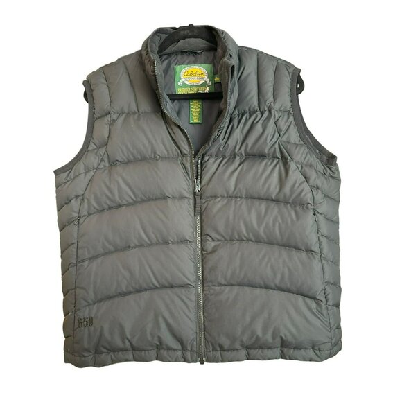 Cabelas Womens Premier Northern Goose Down Black Vest Large 650 Puffer Zip Up - Picture 1 of 3